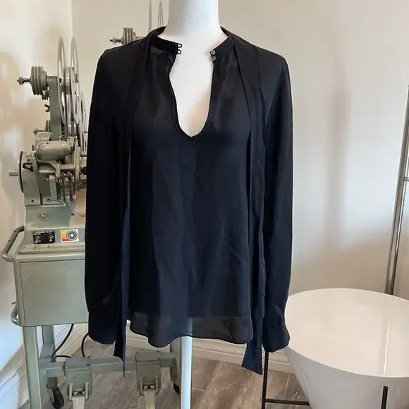 Elizabeth & James Black Silk Blouse - Size M - Picture 2 of 5
